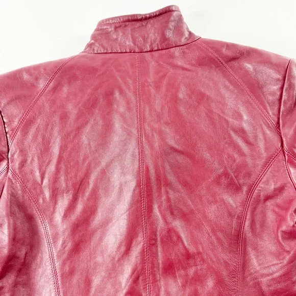 🪩 267. SIENA women’s small wine red leather jacket full zip - Picture 7 of 12